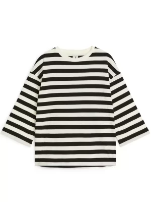 Hauts | T-Shirts-ARKET T-shirt à manches longues surdimensionné Noir/Blanc