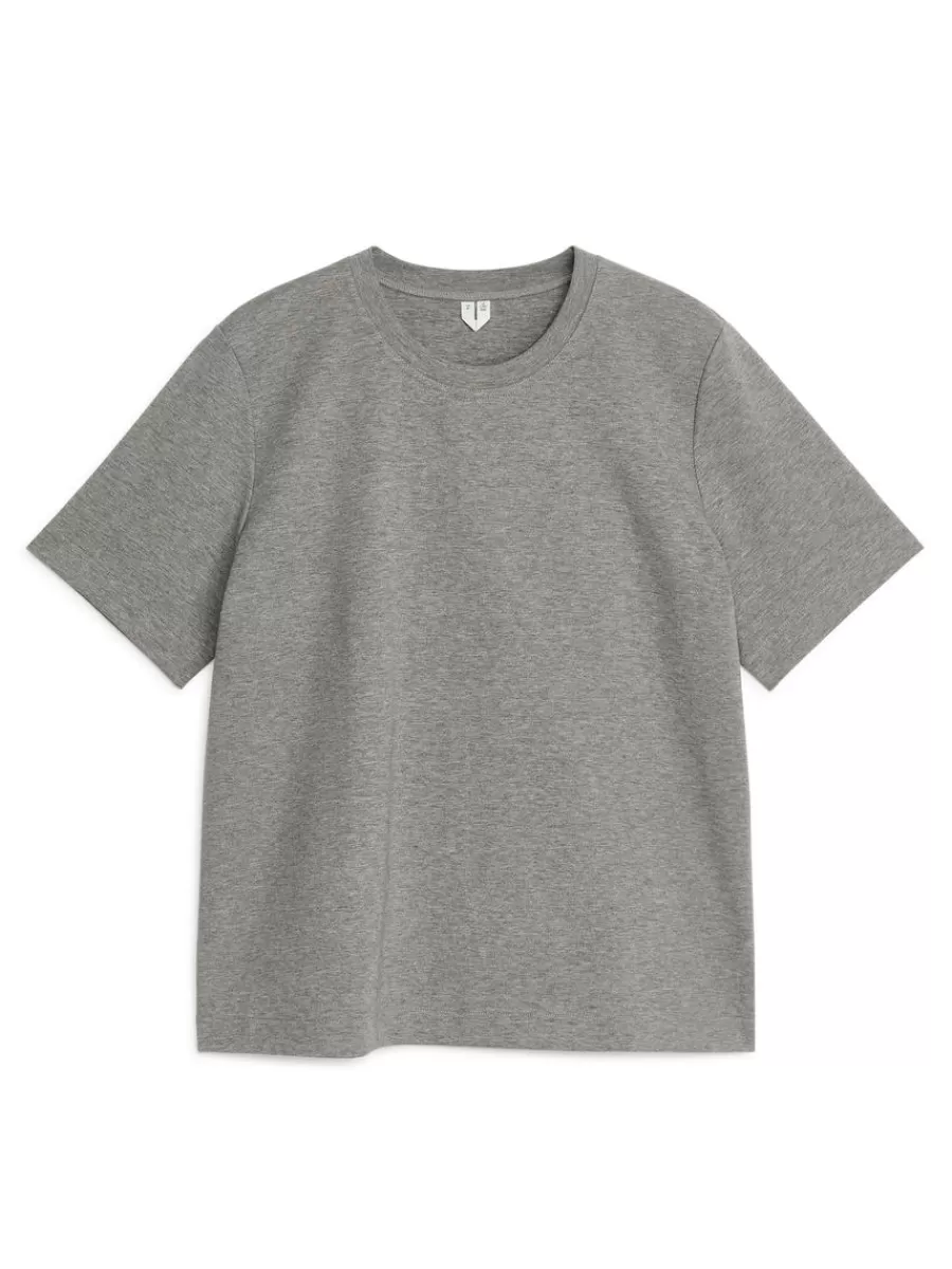 T-Shirts-ARKET T-shirt en interlock PEARL Gris chiné