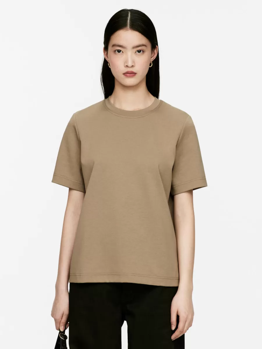 T-Shirts-ARKET T-shirt en interlock PEARL Taupe