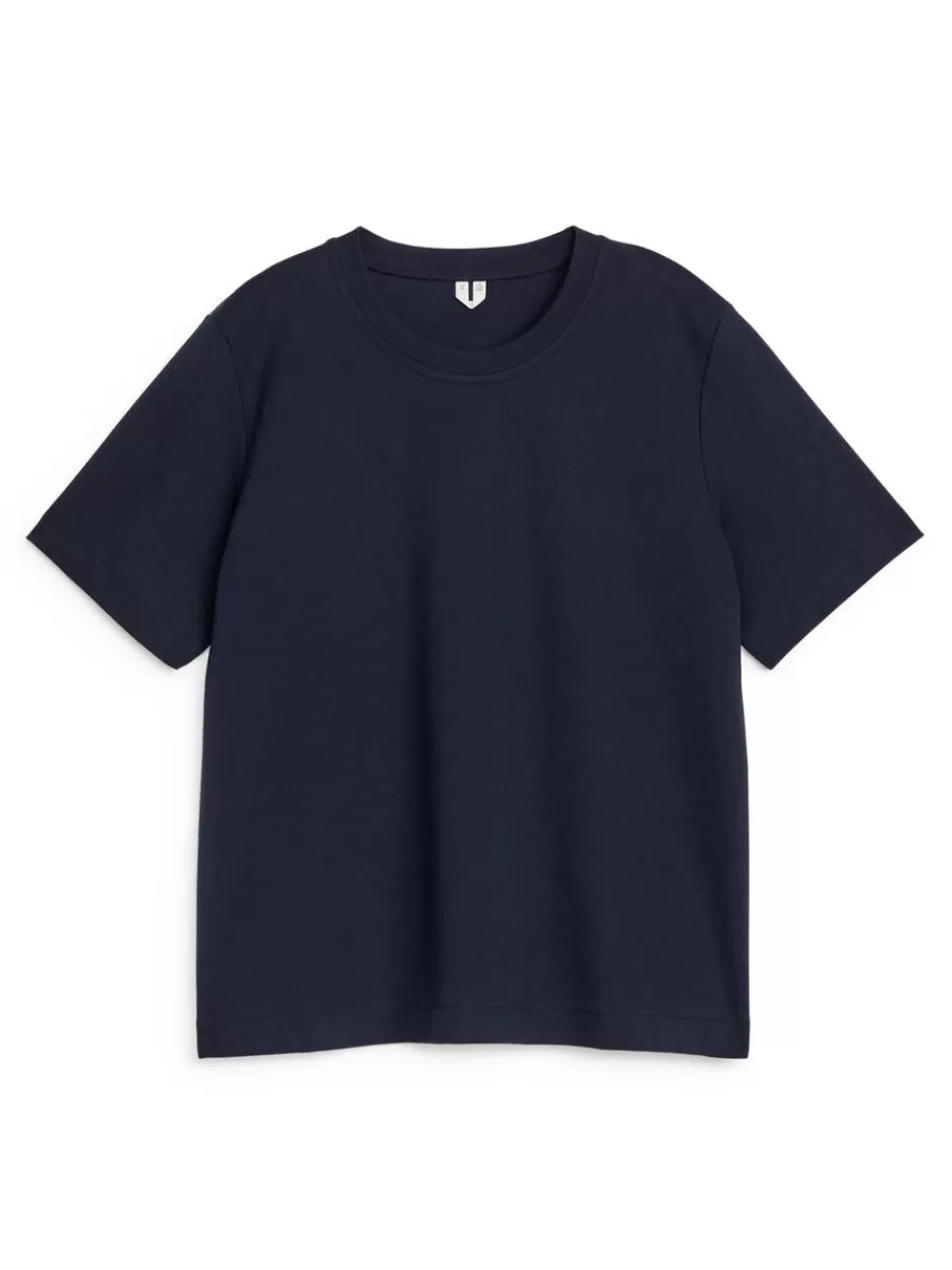 T-Shirts-ARKET T-shirt en interlock PEARL Bleu foncé