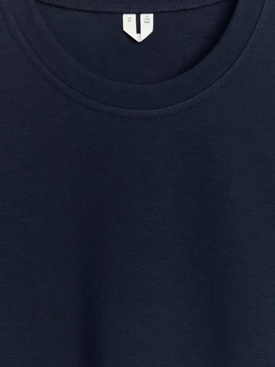 T-Shirts-ARKET T-shirt en interlock PEARL Bleu foncé