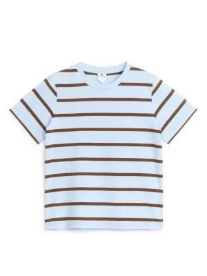 Hauts | T-Shirts-ARKET T-Shirt imprimé Bleu/Marron