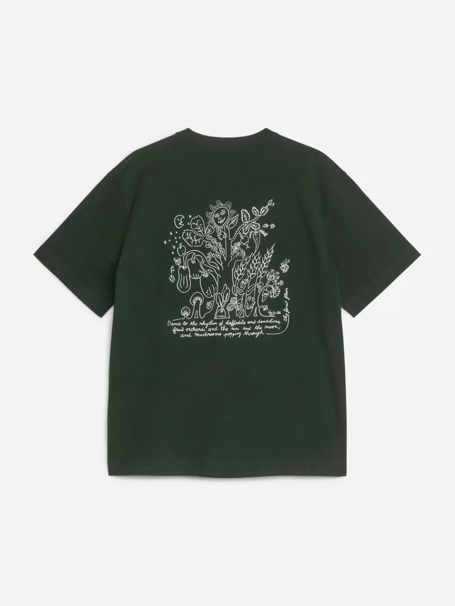 T-Shirts-ARKET T-shirt imprimé CAFÉ Vert foncé/Noir