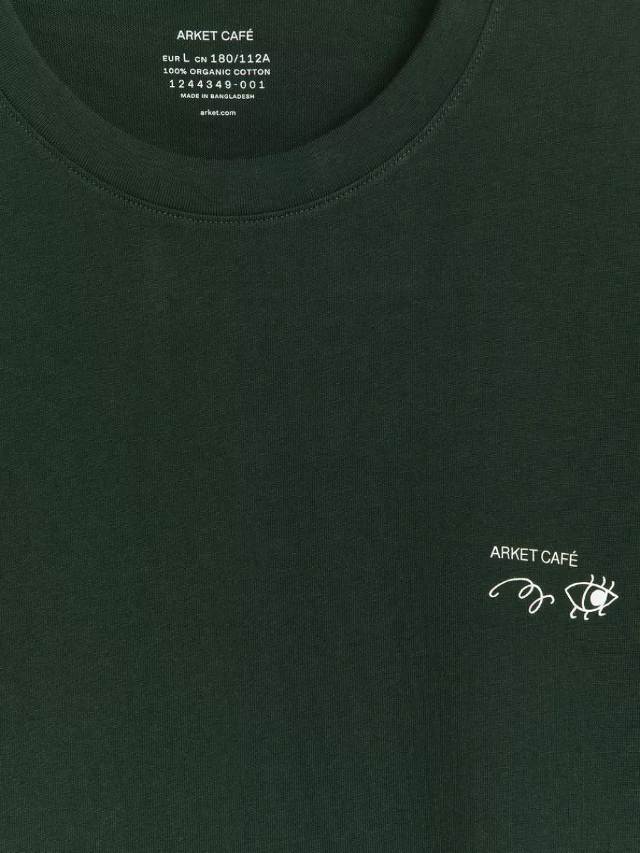 T-Shirts-ARKET T-shirt imprimé CAFÉ Vert foncé/Noir