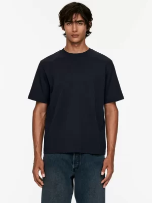 T-Shirts-ARKET T-shirt interlock Bleu foncé