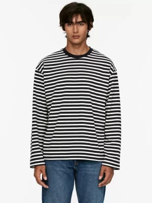 T-Shirts-ARKET T-shirt rayé Blanc/Bleu