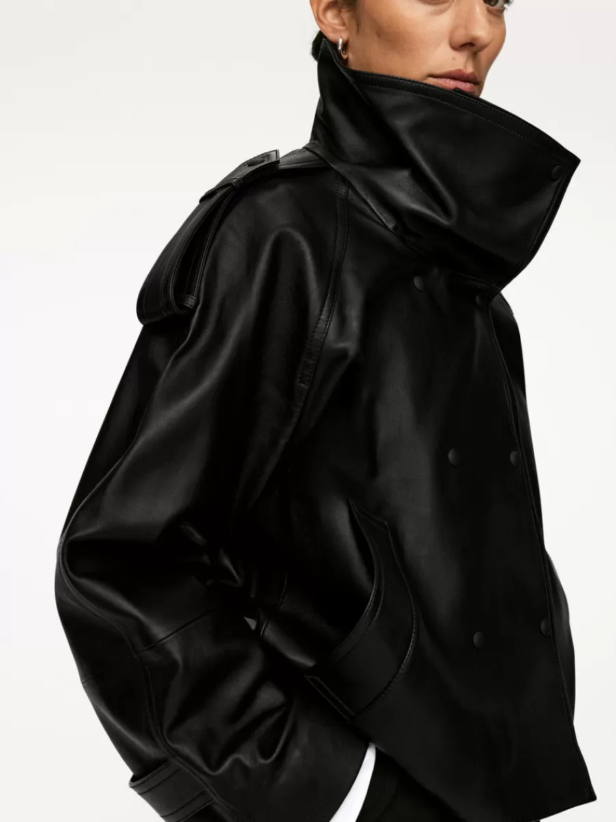 Manteaux Et Vestes-ARKET Veste courte en cuir Noir