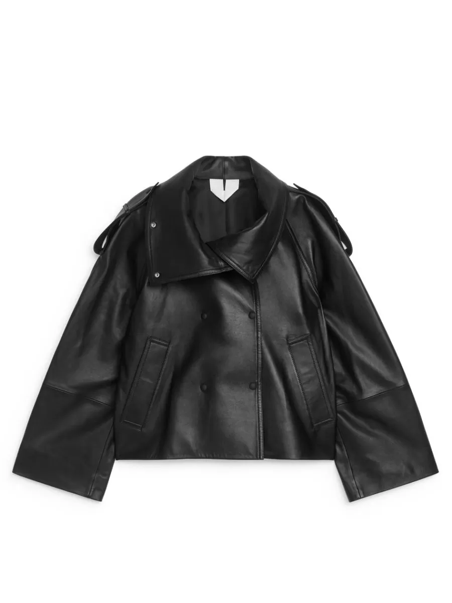 Manteaux Et Vestes-ARKET Veste courte en cuir Noir