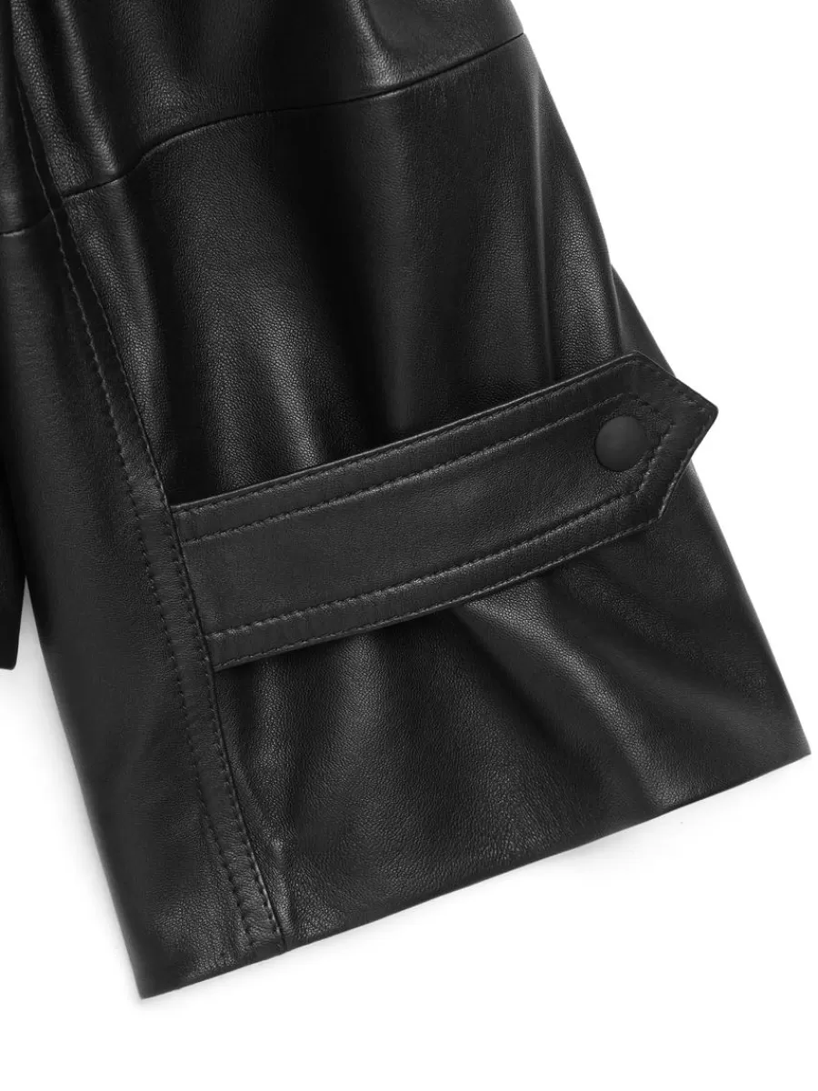 Manteaux Et Vestes-ARKET Veste courte en cuir Noir