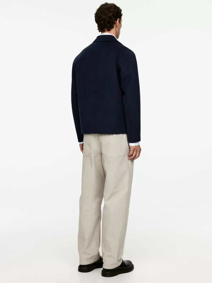 Manteaux Et Vestes-ARKET Veste courte en laine double face Bleu foncé