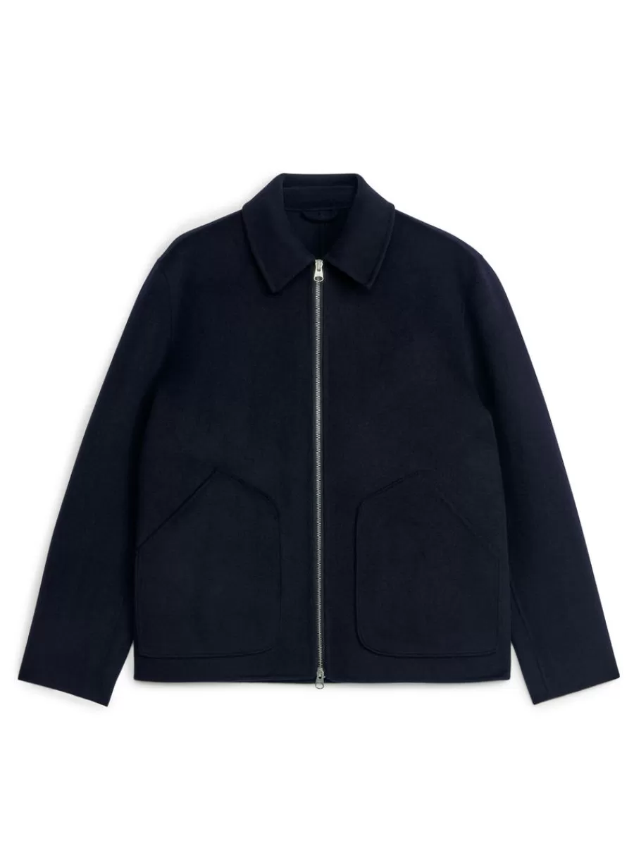 Manteaux Et Vestes-ARKET Veste courte en laine double face Bleu foncé