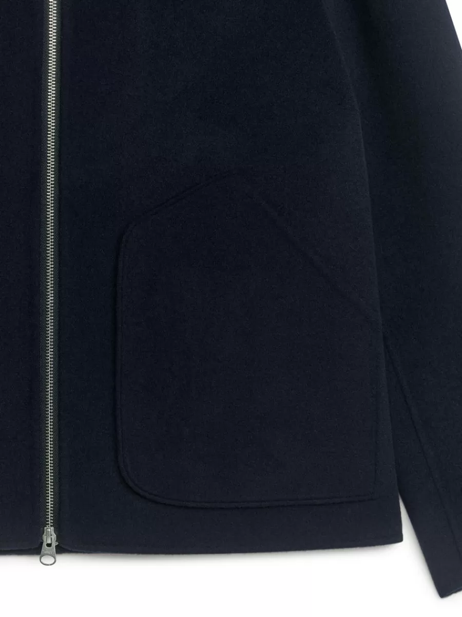 Manteaux Et Vestes-ARKET Veste courte en laine double face Bleu foncé