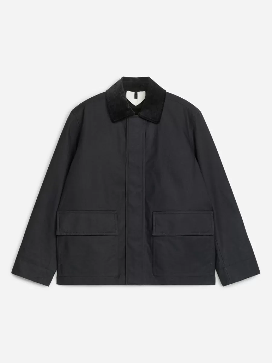 Manteaux Et Vestes-ARKET Veste en coton ciré Bleu foncé