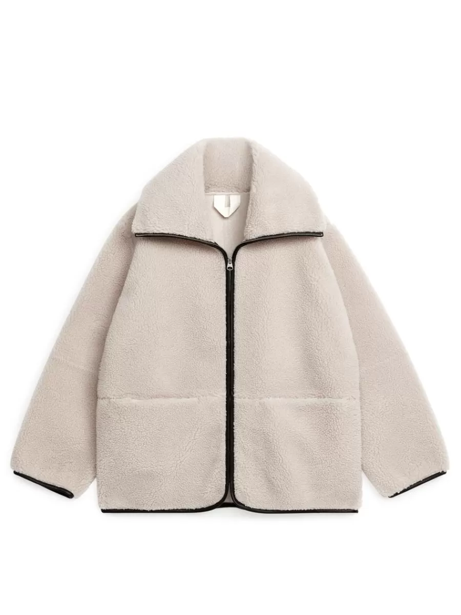 Vêtements De Sport | Manteaux Et Vestes-ARKET Veste en velours avec détails en cuir Beige clair/noir