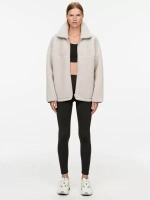 Vêtements De Sport | Manteaux Et Vestes-ARKET Veste peluche à col haut Blanc cassé