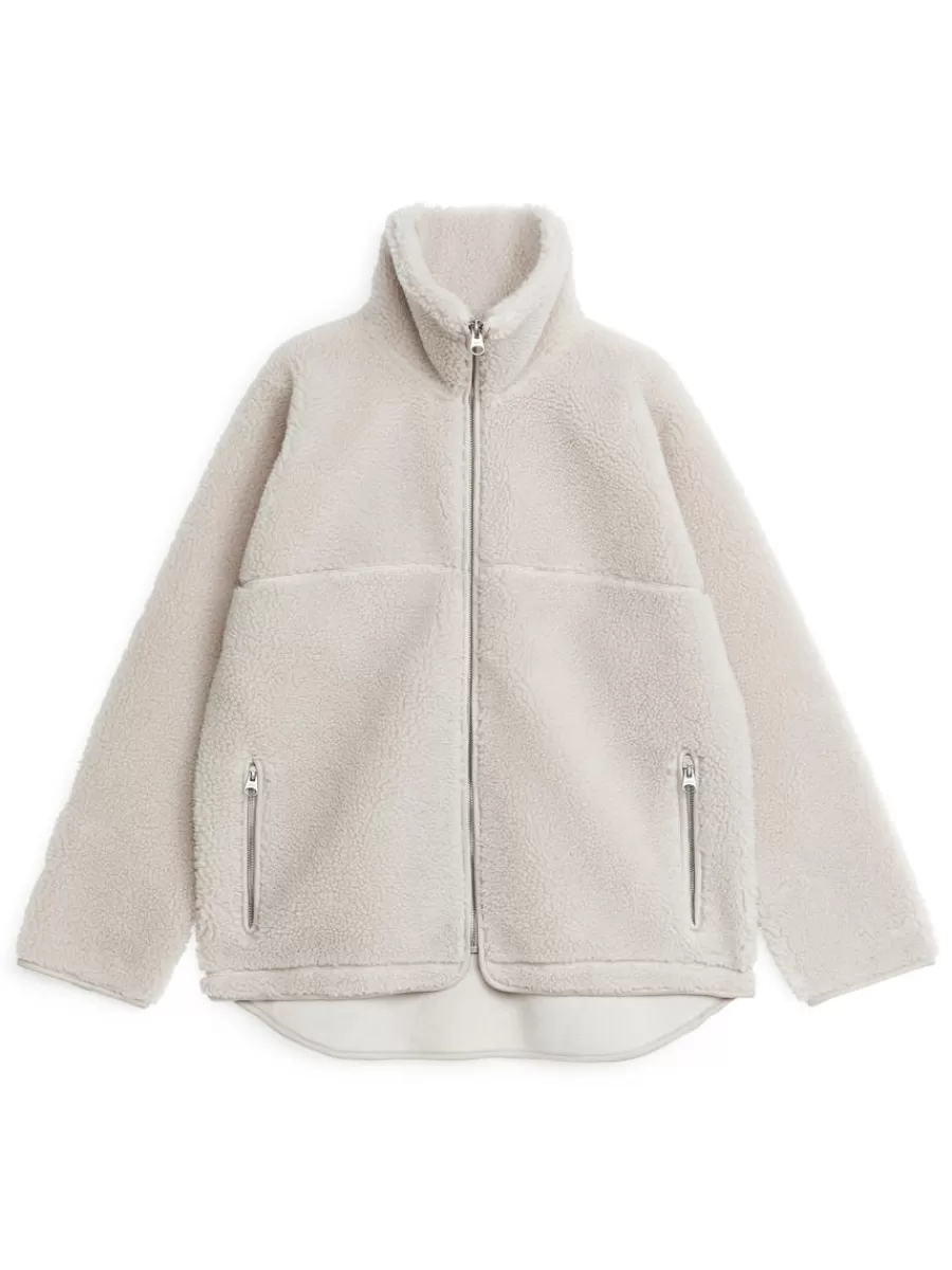Vêtements De Sport | Manteaux Et Vestes-ARKET Veste peluche à col haut Blanc cassé